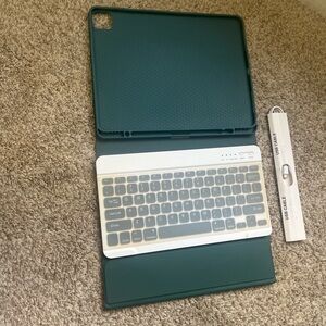 Green Tablet Keyboard Case with USB Cable